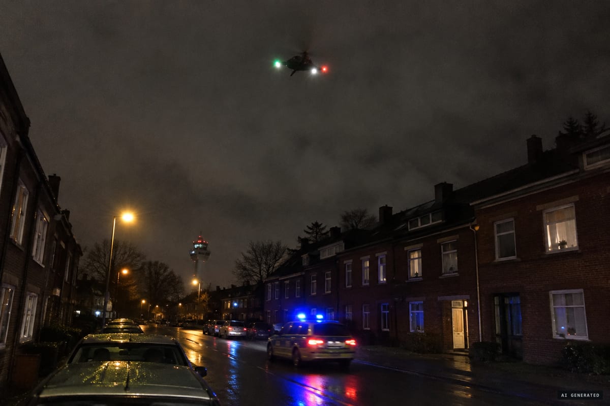 Bremen, 6 January 2014: a low-flying, helicopter-sized object with red and green lights circles over the Walle district as police give chase and the airport halts all flights.