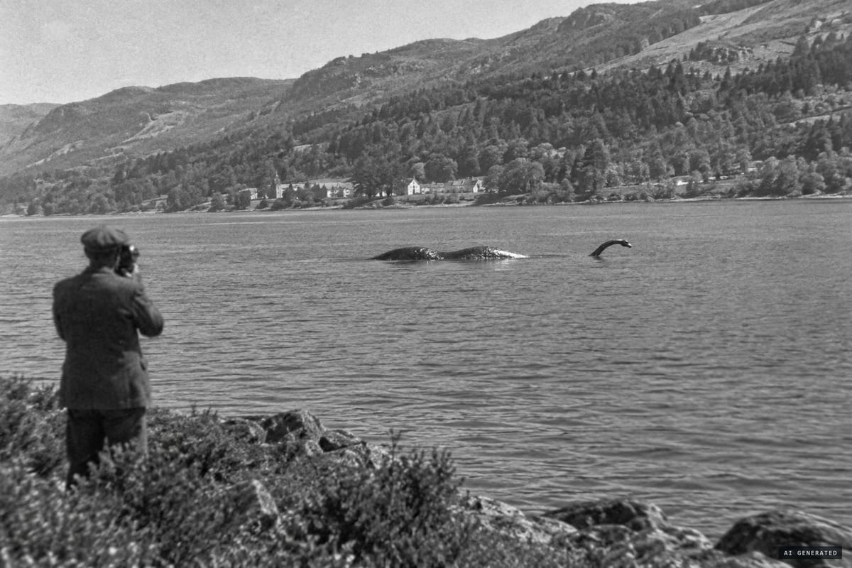 29 May 1938, Loch Ness: G. E. Taylor films a large rounded object with a small arched neck about 200 yards offshore opposite Foyers, footage now lost.