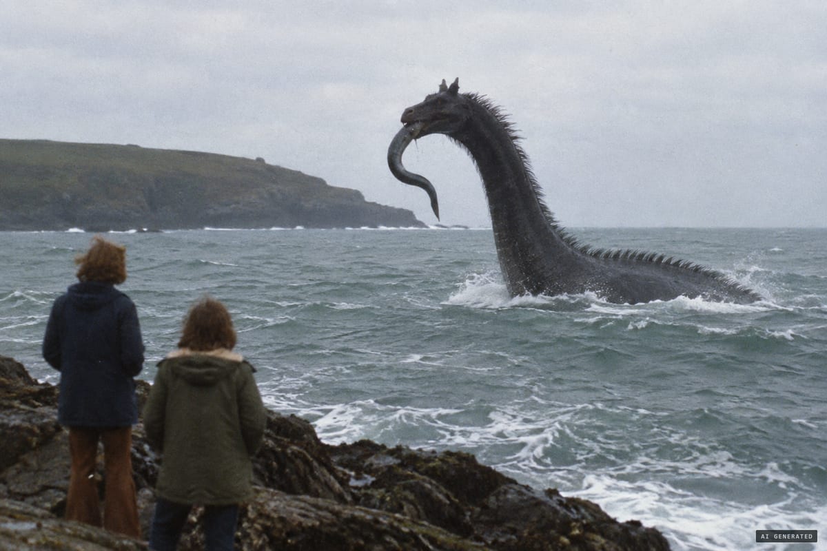 September 1975, Pendennis Point, Falmouth: Mrs Scott and Mr Riley report a humped, horned, long-necked sea creature surfacing with a conger eel in its jaws. The sighting that began the Morgawr legend.