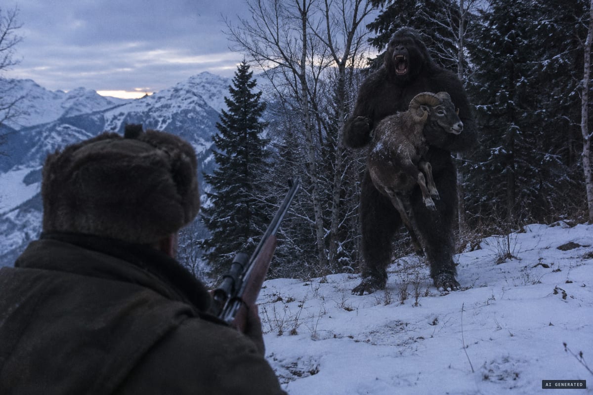 Dzheyrakh district, Ingushetia, December 2011: a hunter reported shooting at a bear-like animal that had seized a ram, which rose on two legs and disappeared into the forest; the 'female yeti' was later admitted to be a charity stunt.