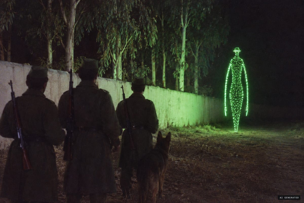 Talavera la Real Air Base, Spain, 12 November 1976: sentries report a 3-metre figure made of green points of light beside the perimeter wall, moments before they open fire.