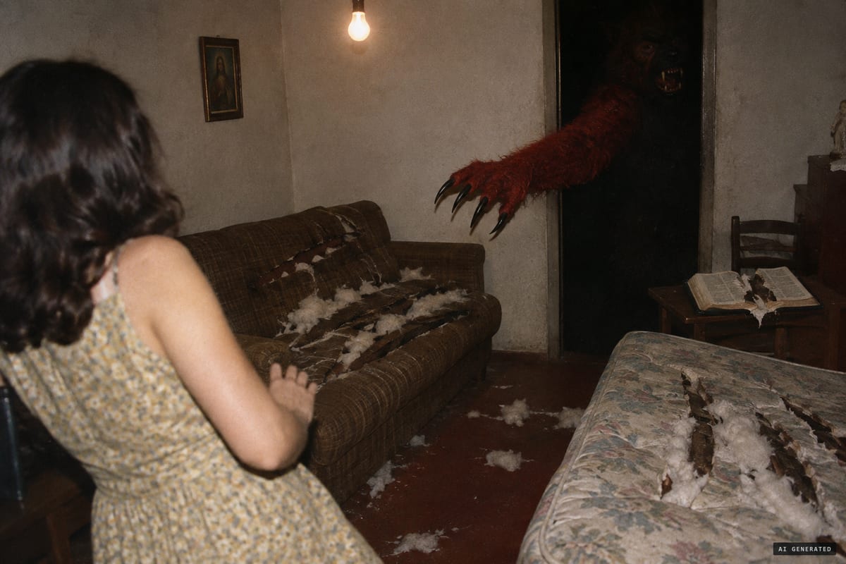 Guarulhos, Brazil, April 1973: family members reported seeing the red-furred arm of a beast with 14 to 15 cm black claws amid slashed furniture.