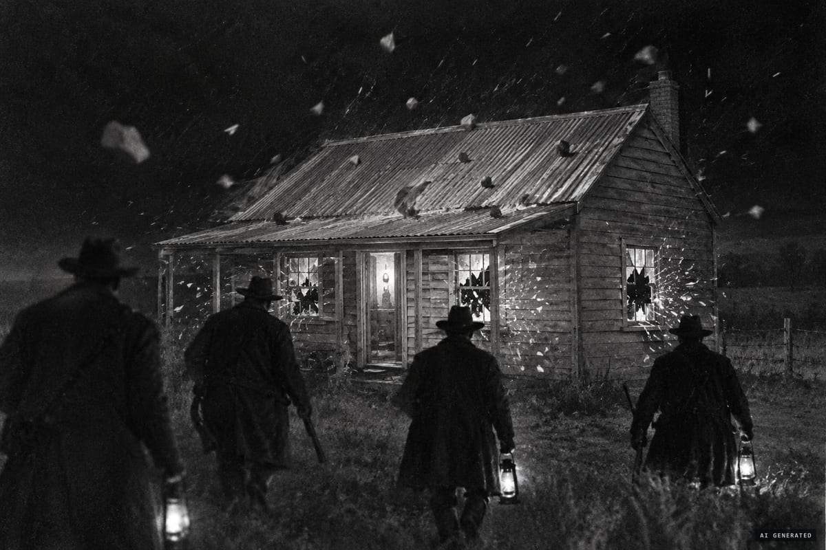 Guyra, New South Wales, April 1921: stones fall on the Bowen cottage and its windows shatter as armed volunteers close in at night and find no one there.