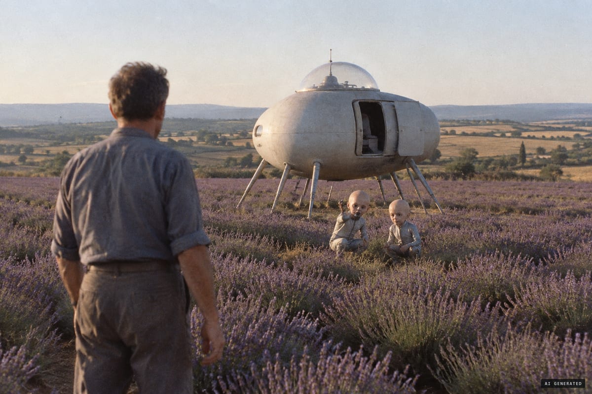 Valensole, France, 1 July 1965: Maurice Masse reported a rugby-ball-shaped craft on metal legs in his lavender field and two child-sized beings, one of whom raised an object that left him unable to move.