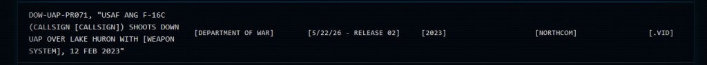 Screenshot of the PURSUE archive entry for the Lake Huron video