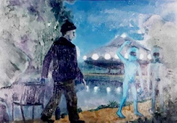 Artist Michael Buhler's impression of the encounter (1983)