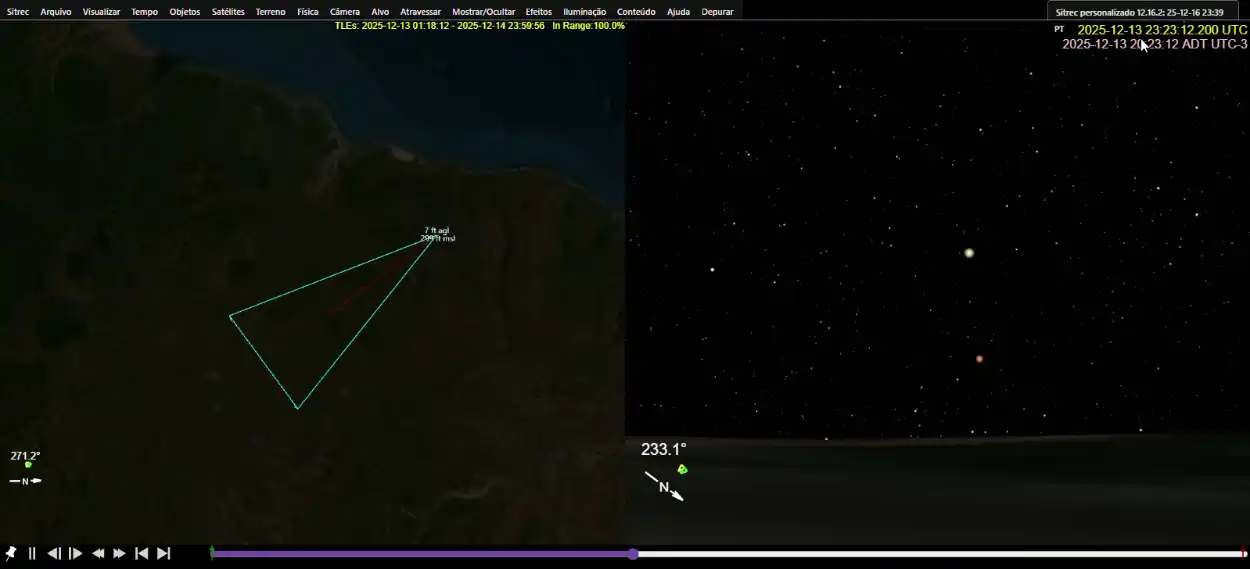 Sitrec setup screen used in the Starlink analysis