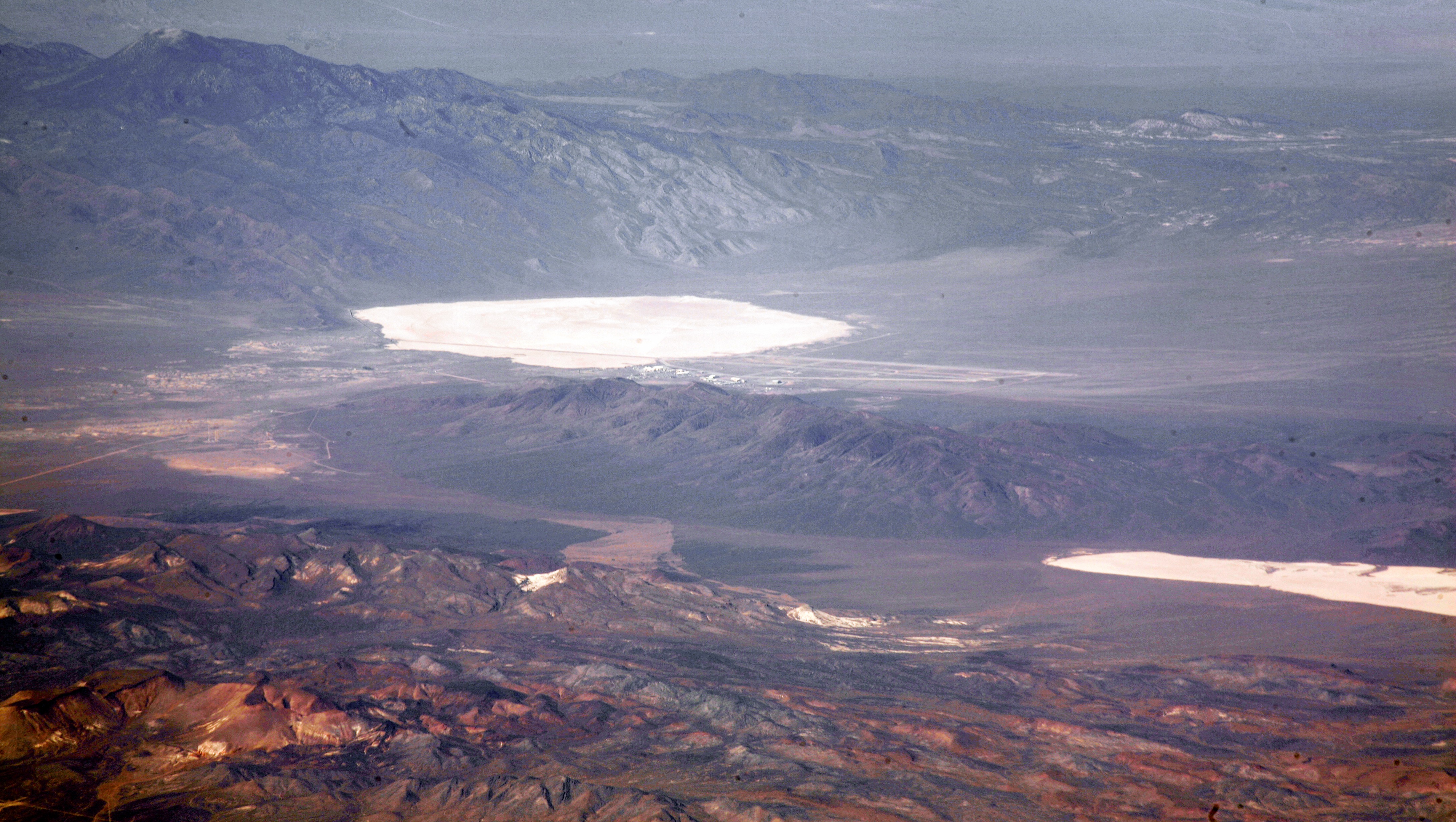 Aerial view of Groom Lake and Papoose Lake, 6 August 2010