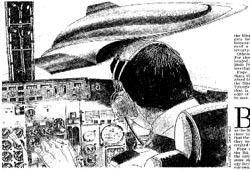 Newspaper illustration of the UFO near miss