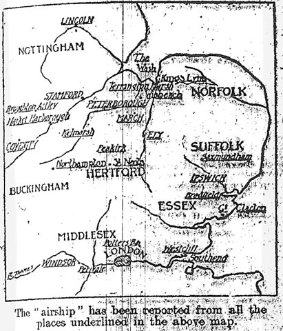 Standard map of sighting locations, 17 May 1909