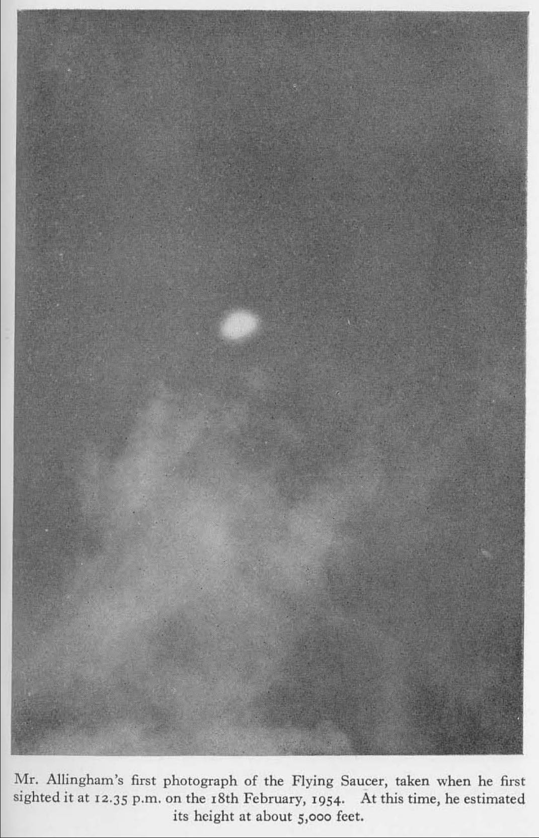 First saucer photograph from the book, taken about 12:35 pm