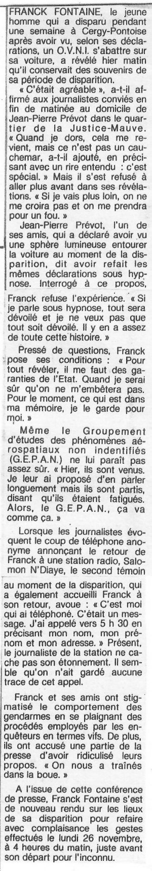 Sud Ouest article of 6 December 1979 on Fontaine's press conference