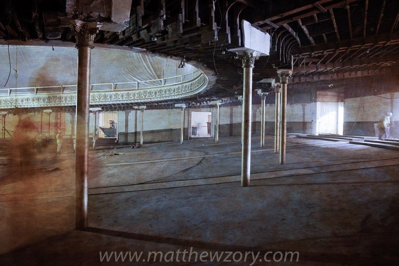 Second Matthew Zory long exposure with translucent figures and a golden glow