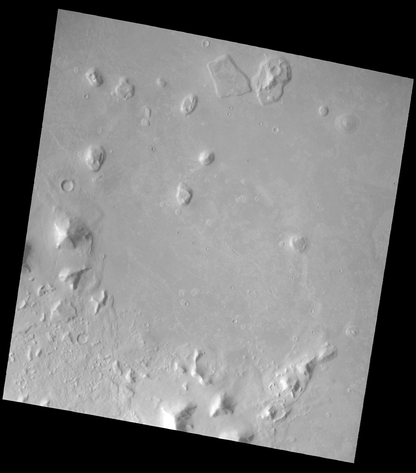 Mars Global Surveyor MOC image, 5 April 1998, 4.3 m per pixel: an eroded mesa