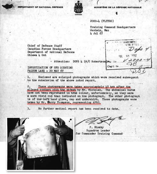 4 July 1967 letter from S/L Paul Bissky with J.B. Thompson's photos, from Canadian government files.
