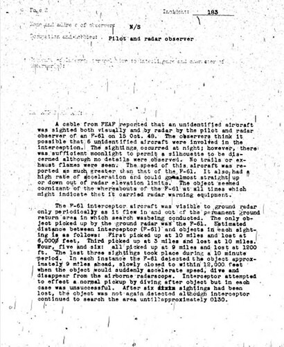 Project Blue Book case summary