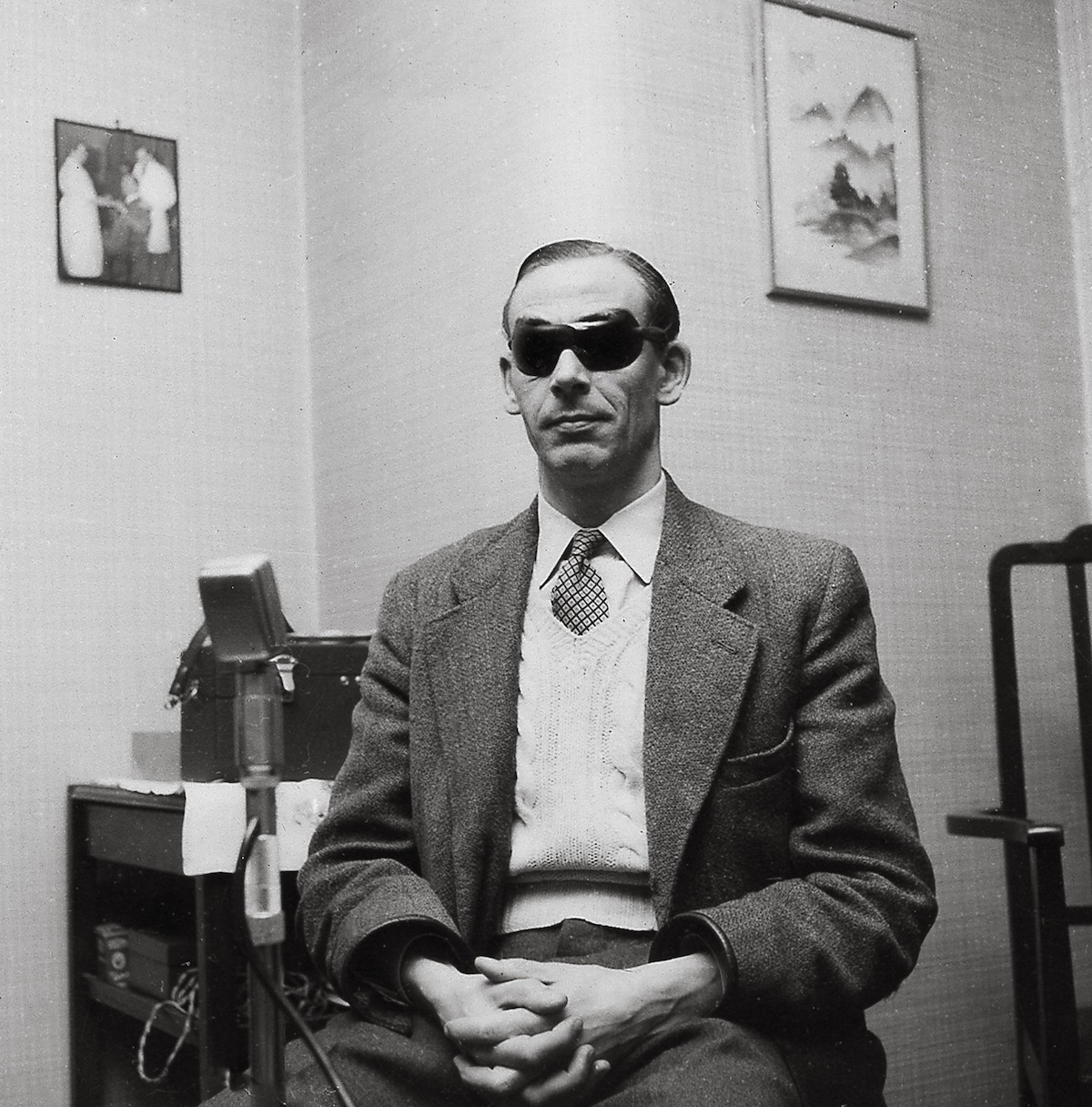 George King wearing his transmission goggles