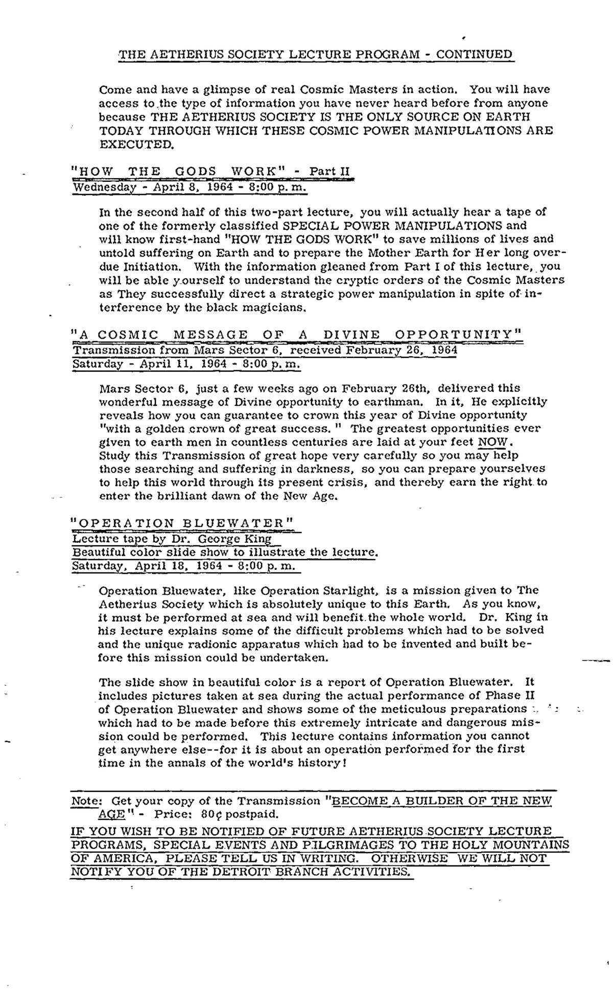 Page from the FBI file on the Aetherius Society