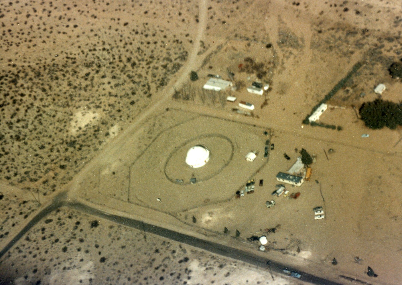 The Integratron from the air, 15 June 1975, on an overflight en route to Giant Rock airport
