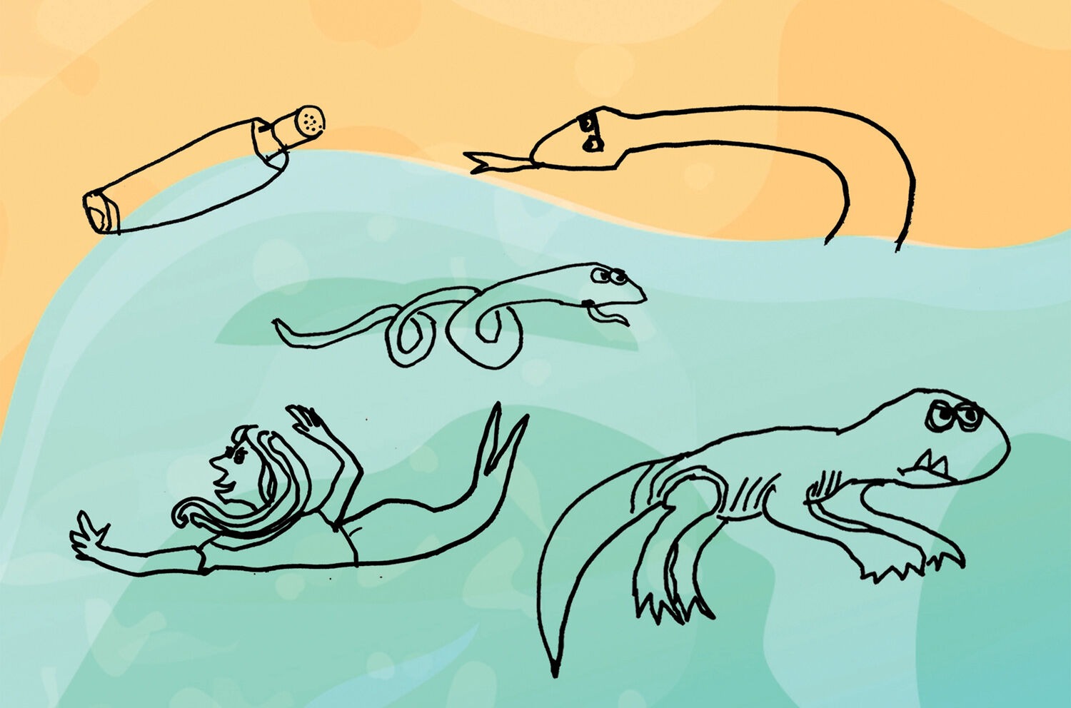 Lead illustration for WB Magazine's "Legends of the Water" (artwork, not a photograph)