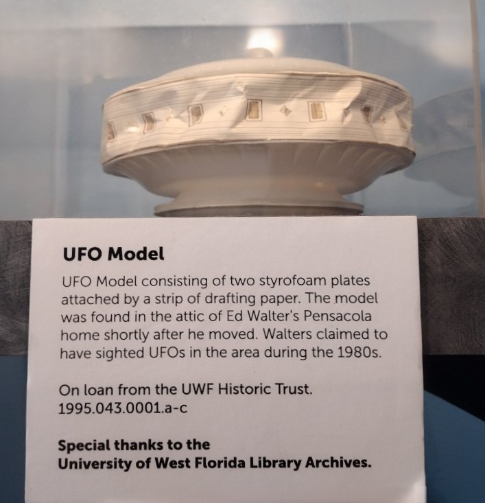 The styrofoam model found in the attic of Walters' former house in June 1990, photographed on display