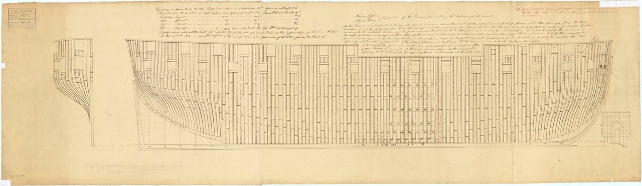 Framing plan of HMS Daedalus, 1822