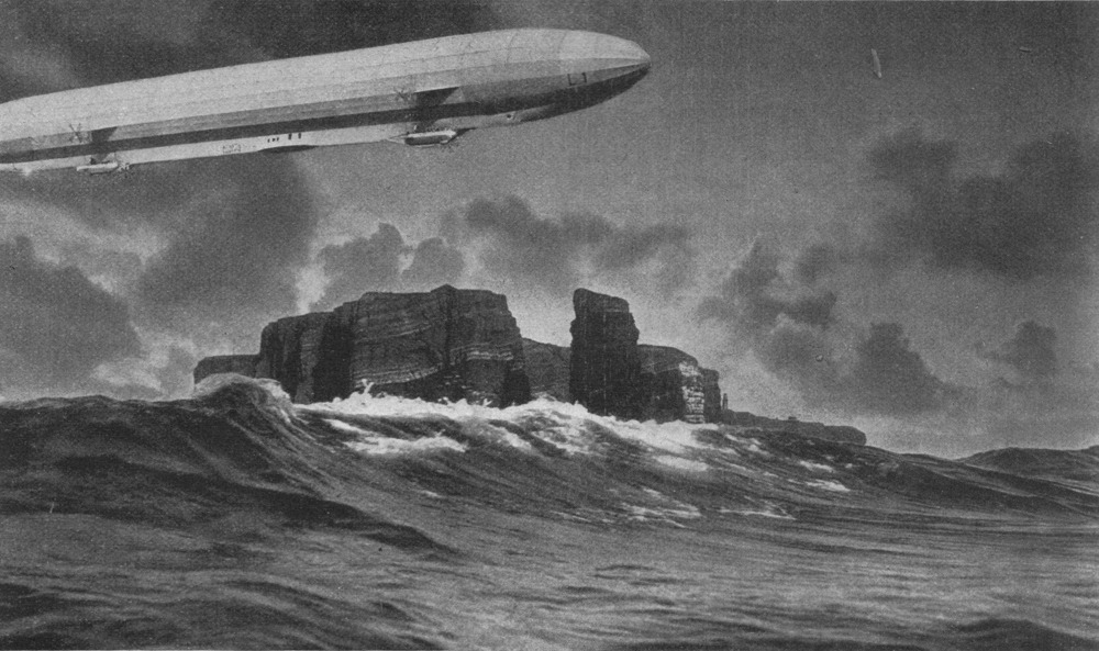 Zeppelin LZ 14 (the German Navy's L 1) near Heligoland, in a photomontage published in 1913. One candidate for the Sheerness aircraft. Not a picture of the event.