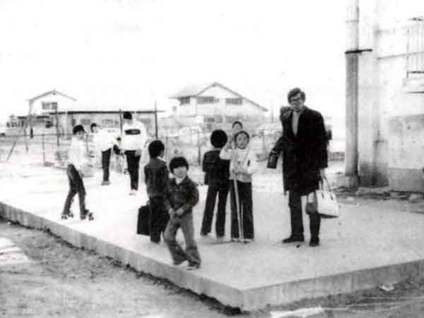 Where the boys were roller-skating.