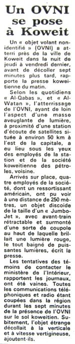Scan of Le Méridional, 13 November 1978, reporting the Kuwait landing