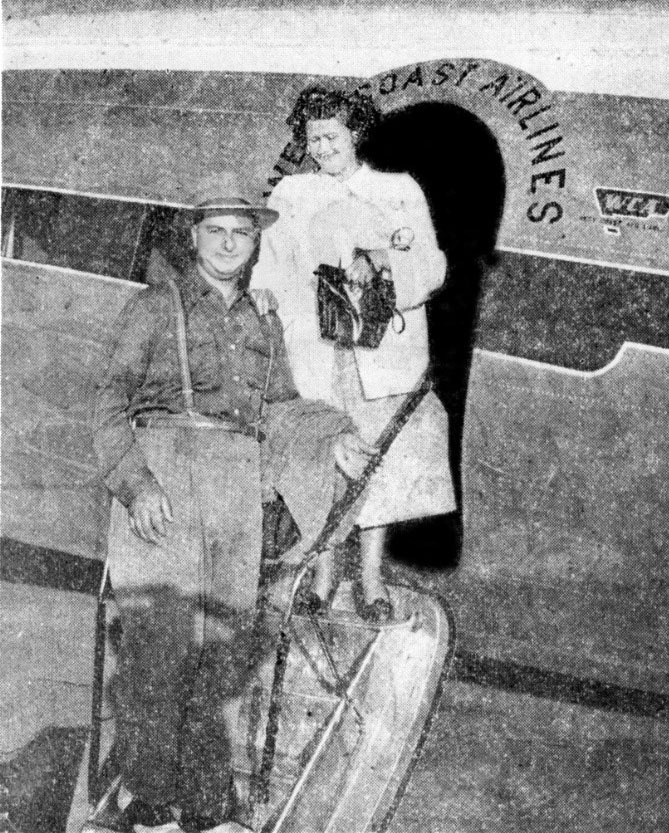 The Trents boarding their flight to New York for We the People, 1950