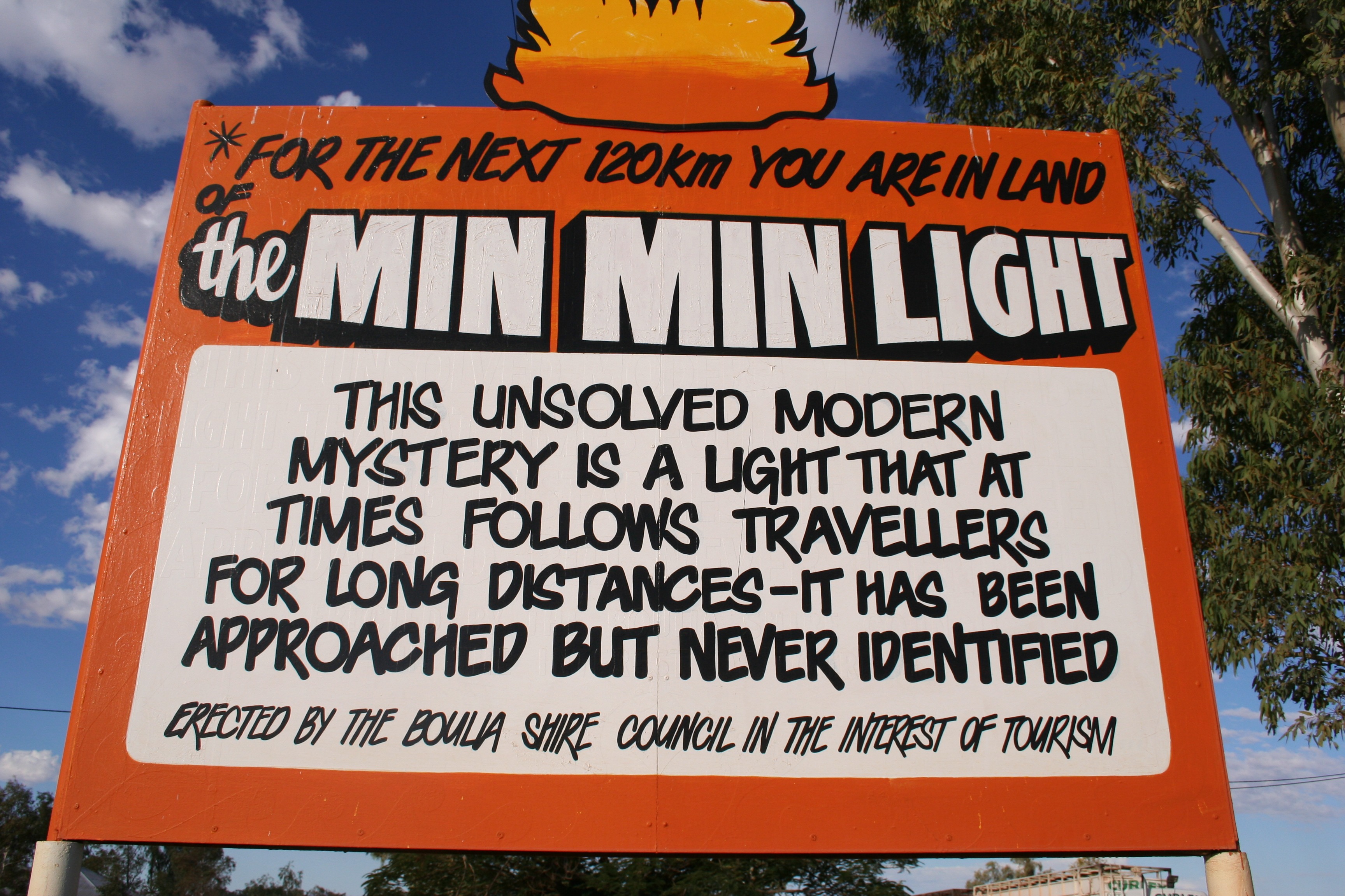 The Min Min Light sign in Boulia, outback Queensland, August 2006.