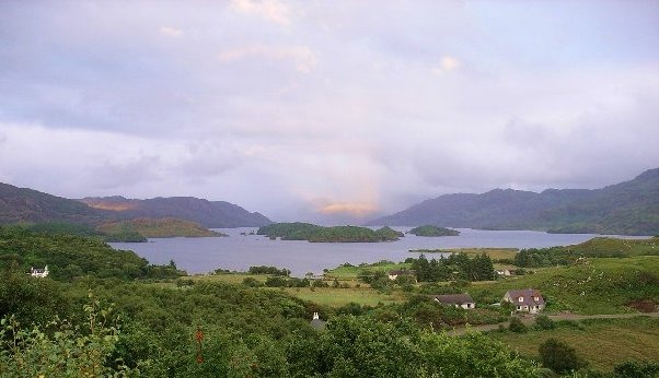 The shallower western end of Loch Morar in 2003. Scenery only, not the 1969 event.