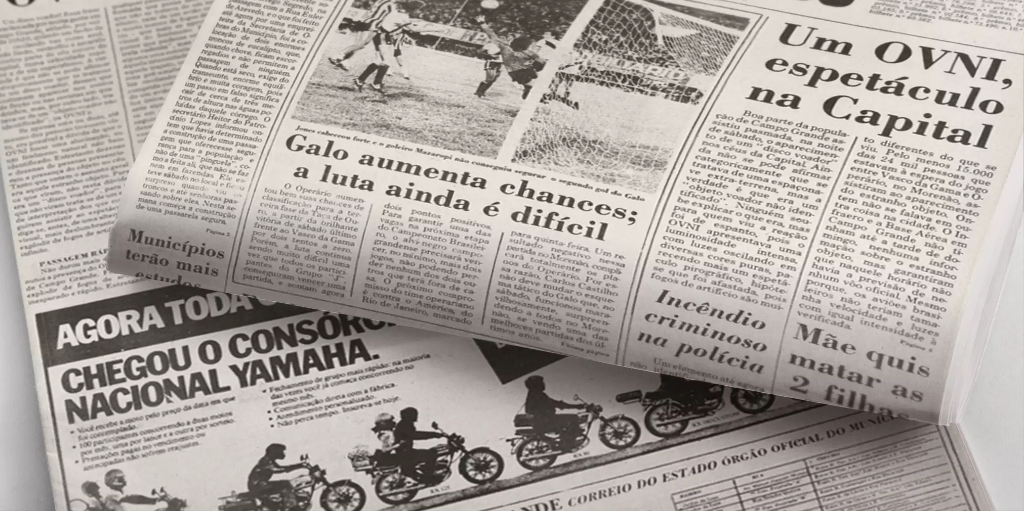 Reworked 1982 Correio do Estado front page reporting the sighting