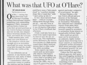 Clipping from The Herald-Sun, 27 February 2007, on the O'Hare sighting.