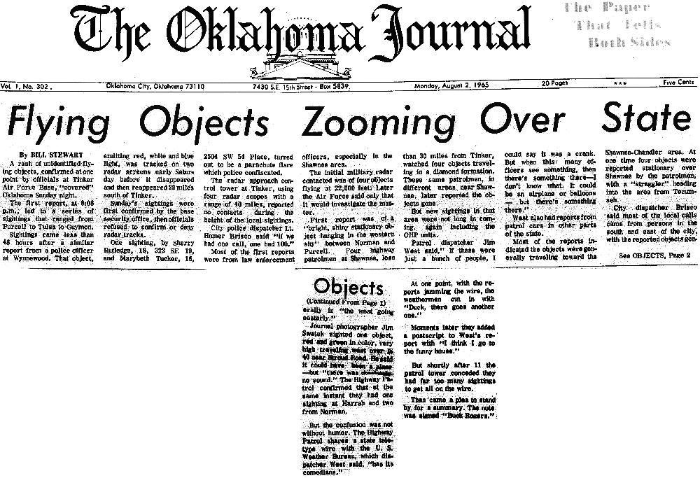 Oklahoma Journal clipping, 2 August 1965