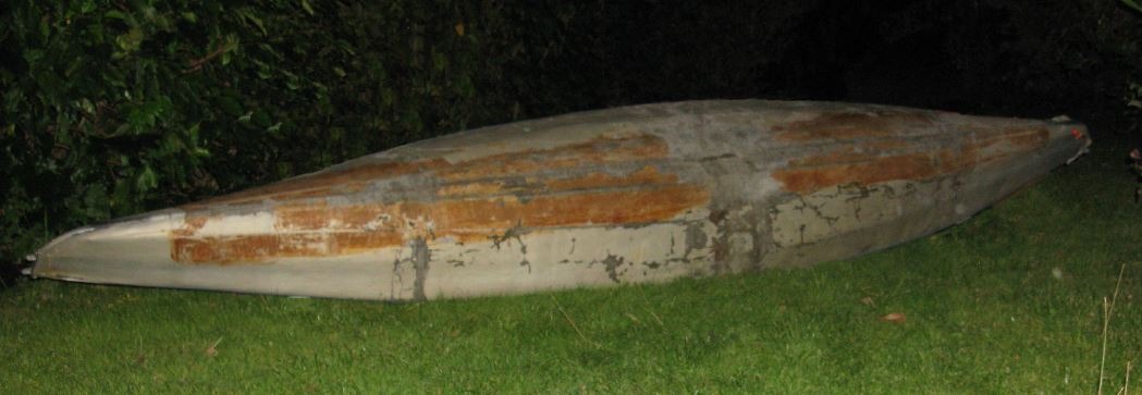 Dick Raynor's upturned canoe test photograph
