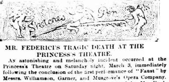 Engraving of Federici's death, Australasian Sketcher, 22 March 1888