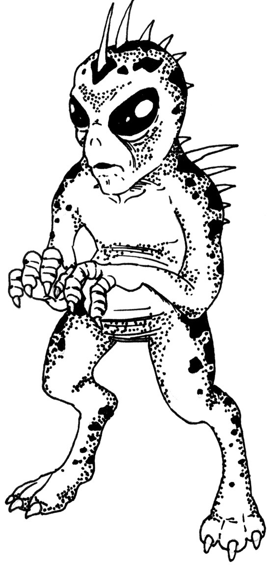 Graphic depiction of chupacabra, as described by Puerto Rican witnesses in 1995.