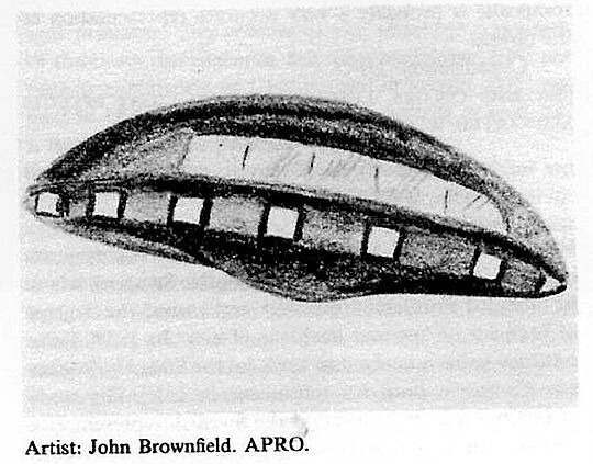 John Brownfield's drawing of a suspected UFO over Redlands in 1968