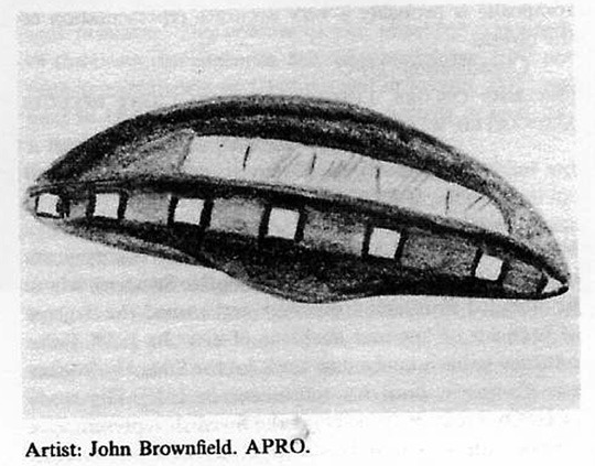 NICAP drawing of the Redlands object based on the witness composite