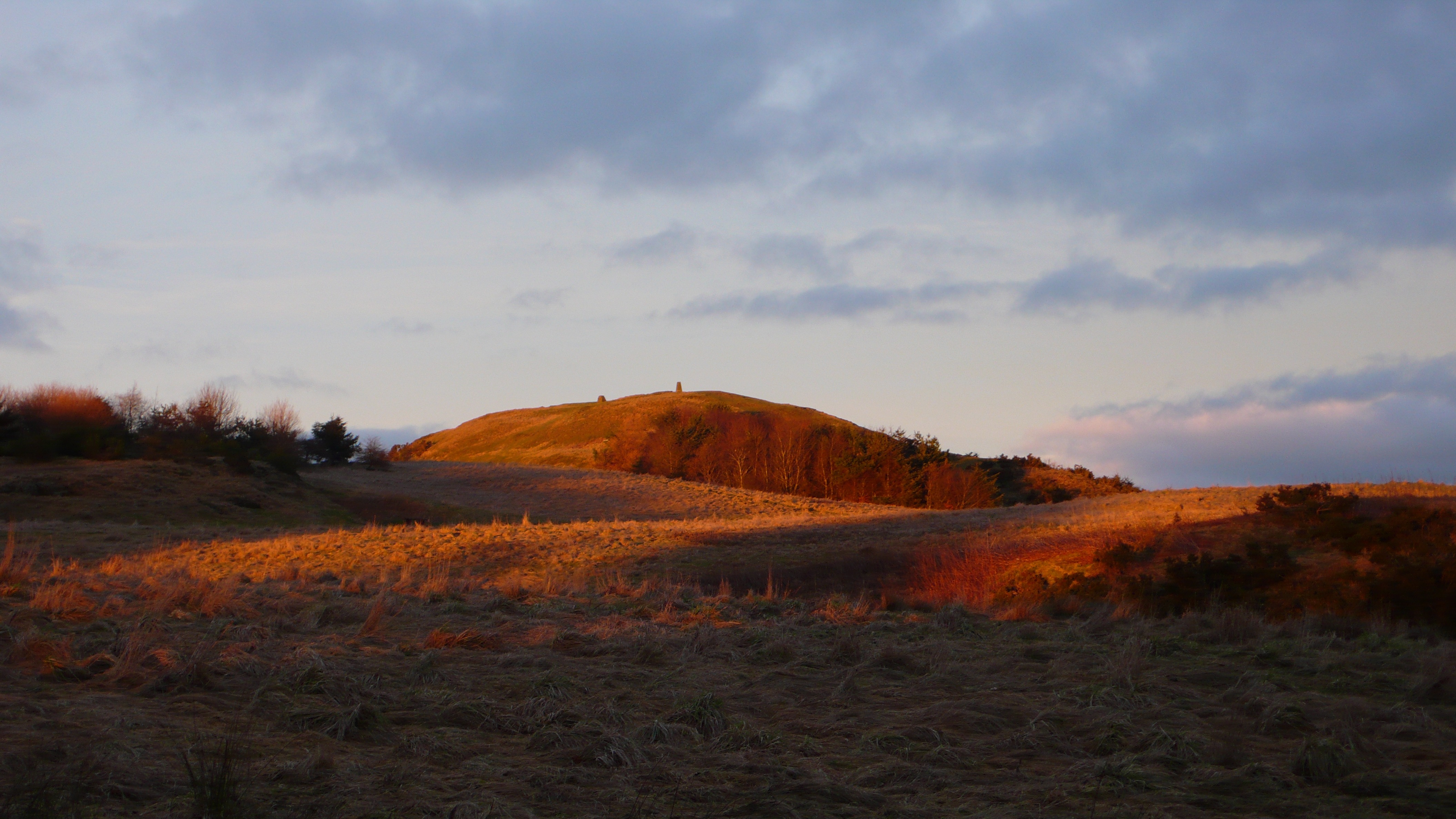 Dechmont Law, Livingston, at sunset in 2011. The hill where the encounter took place.