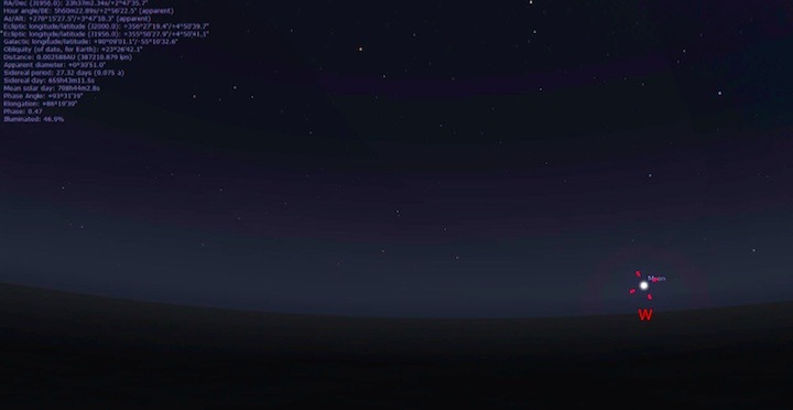 Chart of the moon's position on 24 December, from the later skeptic analysis