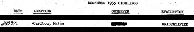 Second scan of the Blue Book December 1955 listing