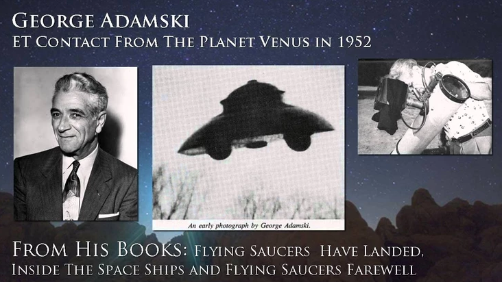 An early photograph attributed to George Adamski, reproduced in later coverage of the Scoriton case. It is not Scoriton case material.