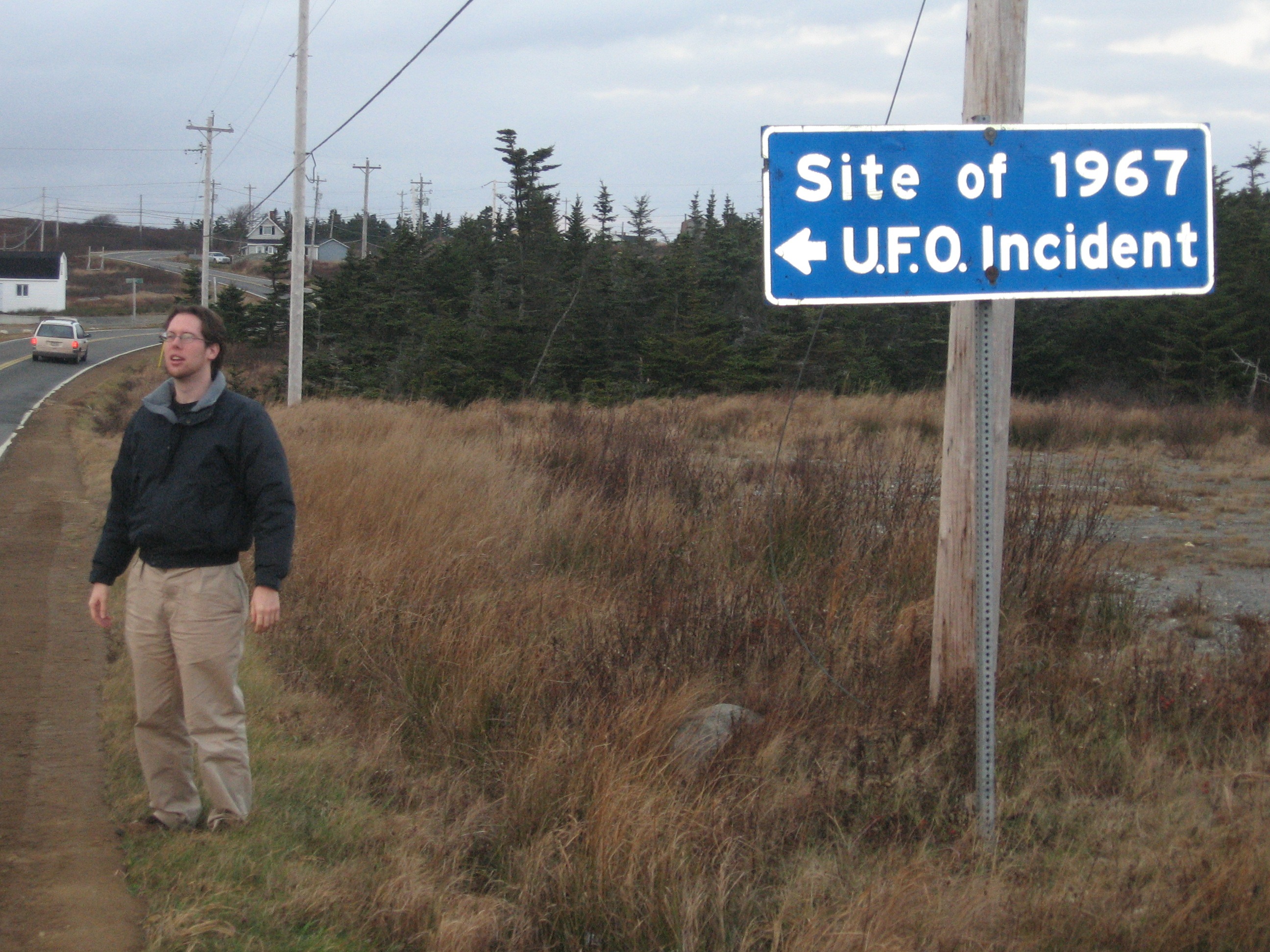 Roadside sign about the 1967 incident (2008)