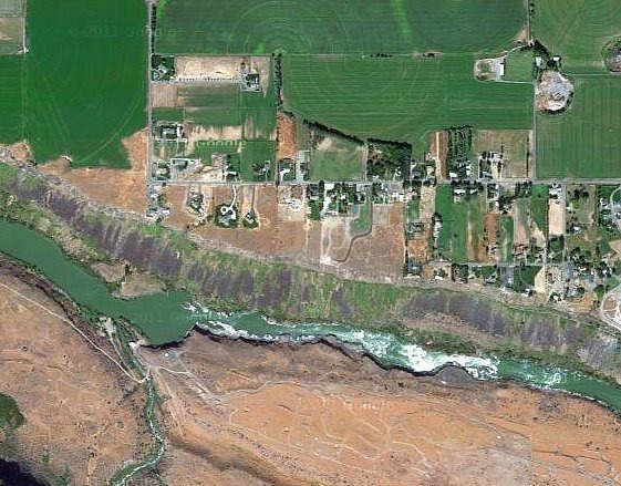 Satellite view of the Snake River Canyon near Twin Falls