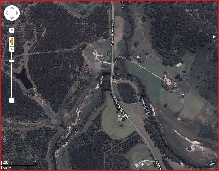 Satellite view of the road bridge over the George River