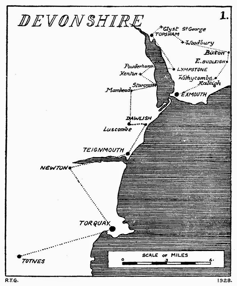 Sketch-map of places where the marks were seen, 8 February 1855
