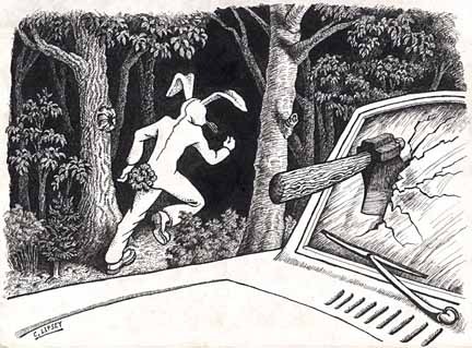 Artist's rendition of the Bunny Man.