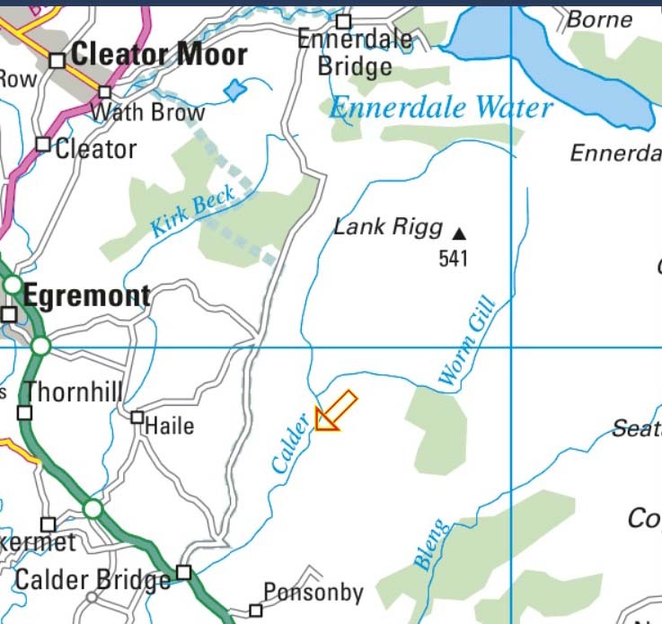 Map marking Thornholme, south of Ennerdale Water